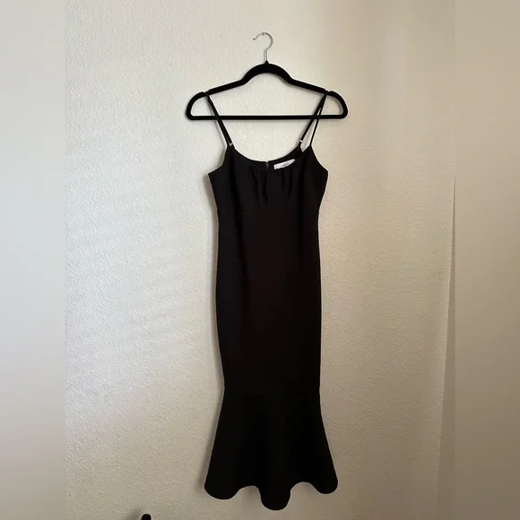LIKELY Black Prina Midi Dress Zipper Back, Flared Hem, and Adjustable Straps - Picture 2 of 6